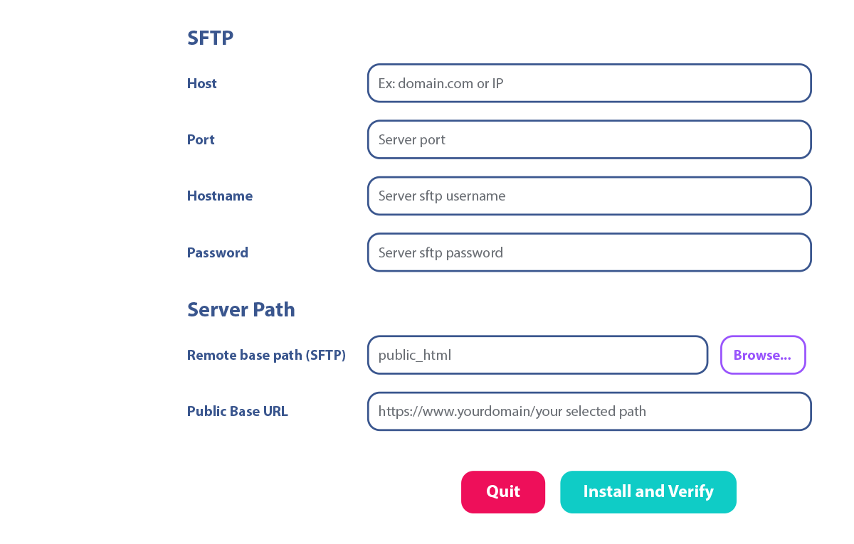 Enter your server details